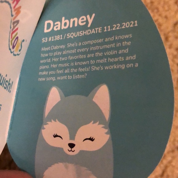 NWT Dabney the teal fox with silver sparkle ears kellytoy squishmallow c… - Picture 7 of 7
